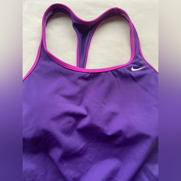 Nike Swimsuit Purple with Pink Trim Size 8 - Picture 2 of 10